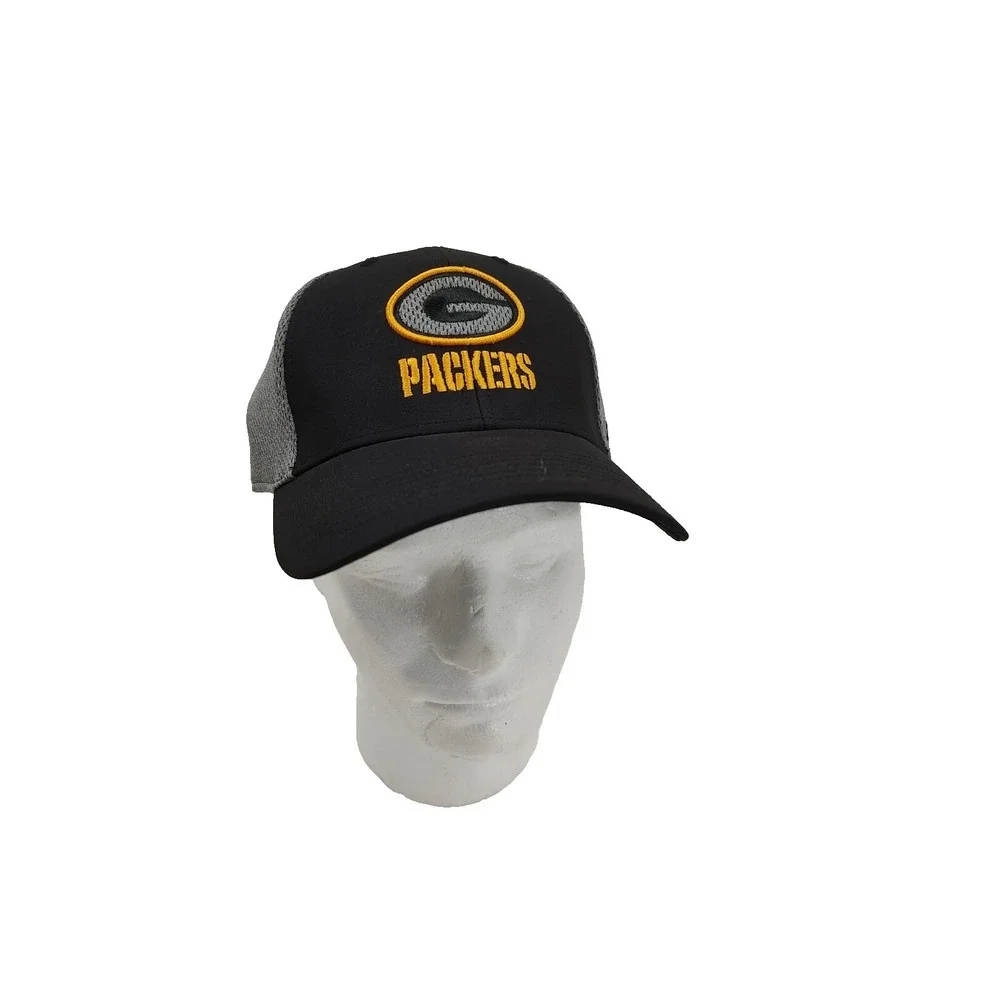 NFL Green Bay Packers Team Apparel Gray Yellow Hat Cap Adult Adjustable NWT Embr